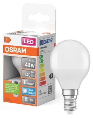 Immagine prodotto di Osram LED P45 goccia 5,5W = 40W E14 opaco 470lm luce diurna 6500K bianco freddo