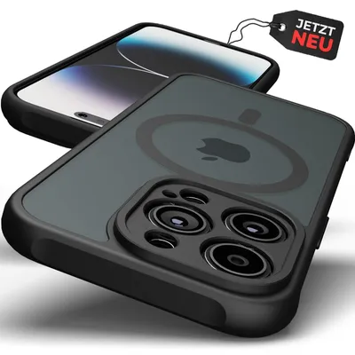 Produktbild von Hülle MagSafe Case Matt Schwarz Magnet Cover Schutz Bumper Kameraschutz Stoßfest Dünn Handyhülle Panzerhülle Magnetisch Modell: iPhone 14 Pro Max