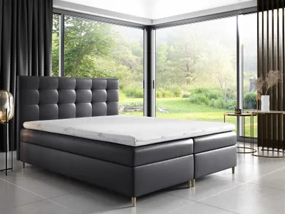 Produktbild von Boxspringbett Schlafzimmerbett ARVID 180x200cm Kunstleder Anthrazit
