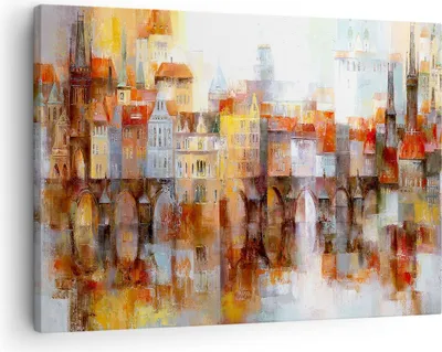 Produktbild von Bild auf Leinwand - Leinwandbild - Stadt Mietshaus - 70x50cm - Wand Bild - Wanddeko - Wandbilder - Leinwanddruck - Bilder - Kunstdruck - Wanddekoration - Leinwand bilder - Wandkunst - AA70x50-3476
