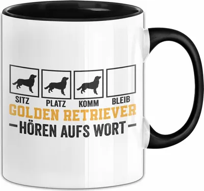 Produktbild von Golden Retriever Hören Aufs Wort Tasse Geschenk Golden Retriever Besitzer Mama Becher (Schwarz)