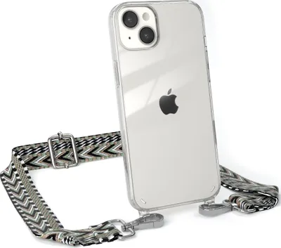 Produktbild von EAZY CASE Handykette - Verstellbarer Trageriemen kompatibel mit Apple iPhone 14 Plus, Handykordel mit transparenter Silikon-Hülle, Band in Grün