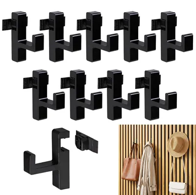 Akustikpaneel-Haken, 10 Stück, schwarz, 60x45x13 mm, ohne Bohren