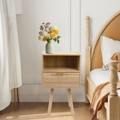 Immagine prodotto di Tavolino da comodino, tavolino ausiliario, per camera da letto o soggiorno, colore marrone, set da 2, dimensioni 42 x 30 x 65 cm