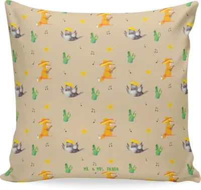 Produktbild von Mr. & Mrs. Panda kissen bedruckt Rabe Sombrero - Beige - Geschenk, für sofa, Motivation, Elster, Polster, Sofakissen, Spruch Positiv, Vogel, 40x40, Lustige Sprüche, Vögel