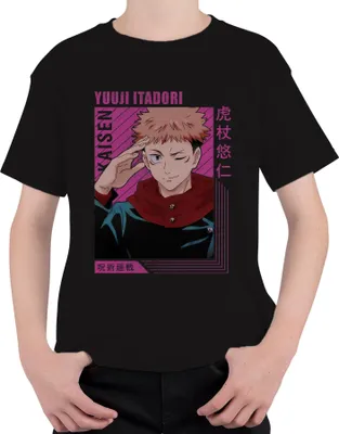Produktbild von Jujutsu Kaisen Yuji Itadori Anime Manga Geschenk Fan Retro Uni Kinder T-Shirt, Schwarz, 152