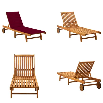 Imagen del producto de vidaXL: Tumbona de madera de acacia maciza con cojín. Tumbona. Tumbonas. Tumbona de madera. Tumbonas de madera