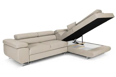 Produktbild von Ecksofa mit Schlaffunktion PASTI L-Form, Sofa Couch mit Bettkasten, Eckcouch, Schlafsofa, Couch mit Schlaffunktion LETTO 03 Ottomane Rechts