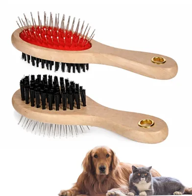 Produktbild von PARENCE. Doppelbürste für Hund und Katze – 2-in-1 Tierbürstenborsten + Metallbor