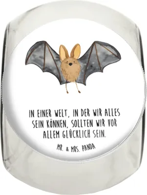 Produktbild von Mr. & Mrs. Panda Kaffeedose Fledermaus Flügel L 870ml - Weiß - Geschenk, Tiermotive, Dekoglas, Vorratsdose, glasbehälter, Bonboniere, aufbewahrungsglas, gewürzglas