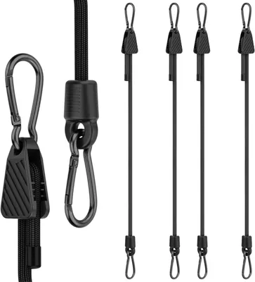 Produktbild von Spannseil 100 cm, 4 Stück, mit Haken, elastisch, für Gepäck