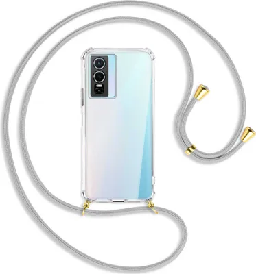 Produktbild von Handykette Backcover-Schutzhülle mit Band (Metall goldfarben) für vivo Y76 5G - silbergrau