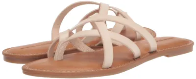 Immagine prodotto di Sandali bassi da donna, modello a listini, facili da indossare, color beige chiaro, taglia 3