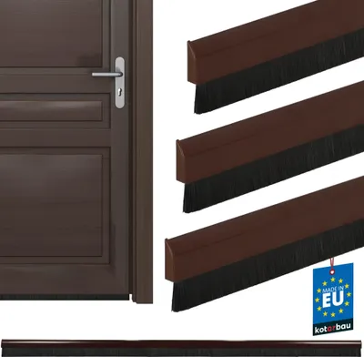 Productafbeelding van KOTARBAU® 2 stuks Borstelafdichting voor Deur - 100 cm - Bruin - Automatische - PVC Tochtstrip Met Borstel - Zelfklevend - Insectenwerend - Geschikt Voor Binnendeur - Eenvoudige Montage
