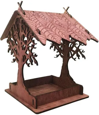 Image de Seau à nourriture en bois, abreuvoir suspendu, idéal pour le jardin, la cour et la décoration (rouge-brun)