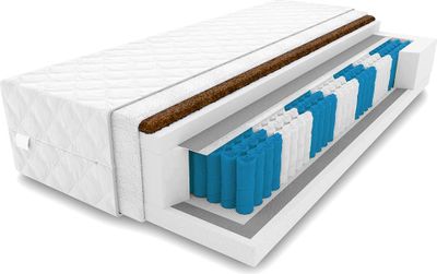 9 Zonen Matratze MED+ Natural 100 x 200 x 19 cm Taschenfederkern | Rollmatratze mit waschbarem Bezug und Kokosmatte | H3 / H4