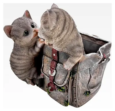 Produktbild von Gartenfiguren für draußen Katzen mit Blumentopf - Deko Figuren für Garten, Terrasse und Balkon – 23 cm groß – wetterfest