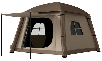 Produktbild von Aufblasbares Campingzelt 1-2 Personen Outdoor Familienzelt mit Haken Luftpumpe Fenstern Türen für 4 Jahreszeiten