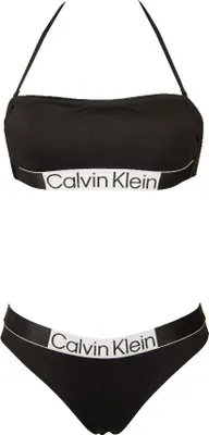 Produktbild von Damen-Bikini CALVIN KLEIN Bandeau-BH mit herausnehmbarer Polsterung und Schnürsenkeln, sichtbarer, elastischer Slip mit Logo-Art ZW0ZW02166x2155, S, Poliammide 83%,Elasthan 17%