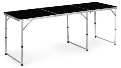Image de Table de camping pliante, plateau noir, 180 x 60 cm, MultiGarden