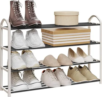 Produktbild von WOLTU Schuhregal Schuhablage, Ständer 4 Schicht für 16 Paare Schuhe, 79x19,5x62cm : Creme Farbe: Creme