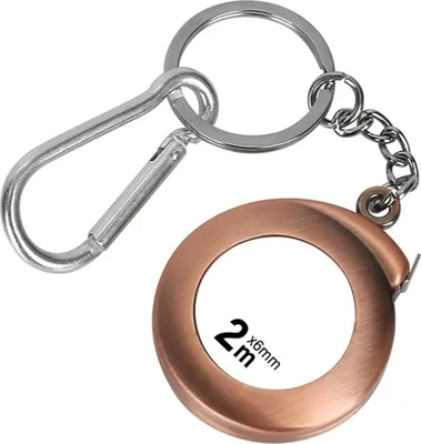 Productafbeelding van Rolbandmaat, sleutelhanger, 2 meter, roestvrij staal, intrekbaar, ideaal voor onderweg