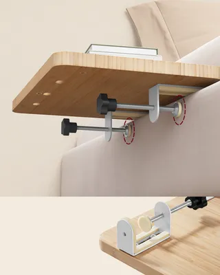 Obrázek produktu pro Noční stolek VASAGLE, závěsný noční stolek, s přihrádkou na mobilní telefon, otočný držák nápojů, nastavitelné svorky, přírodní béžová barva