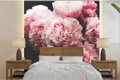 Produktbild von MuchoWow® Fototapete für Wohnzimmer oder Schlafzimmer Wandtapete Vinyl Motivtapete Blumenstrauß aus rosa Pfingstrosen - 350x350 cm - Schlafzimmertapete