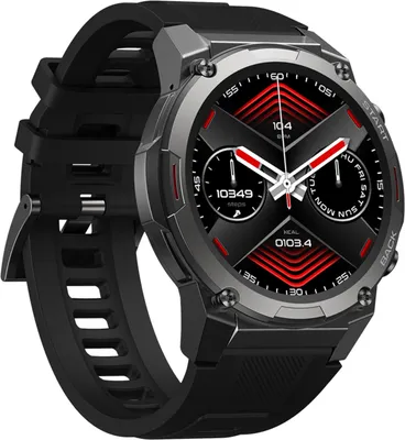 A close-up studio shot of a smartwatch.