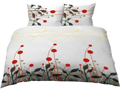 Bettwäsche-Set 200x200 cm + 70x90 cm, Baumwolle, Blumenmuster