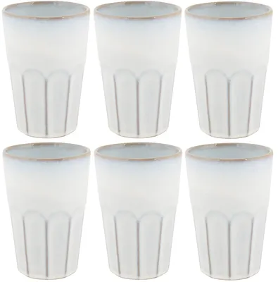 Obrázek produktu pro Pohodlné a stylové kelímky na latte macchiato, vintage bílá barva, 450 ml - balení 6 kusů