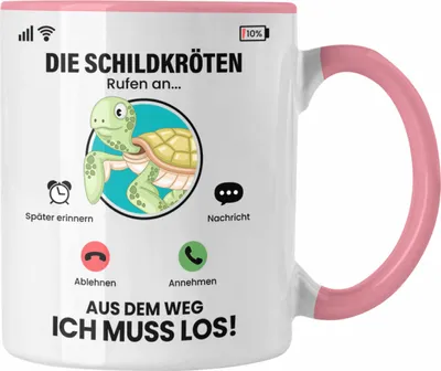 Produktbild von Trendation - Die Schildkröten Rufen An Tasse Geschenk für Schildkröten Züchter Besitzer Geschenkidee Lustig Spruch (Rosa)