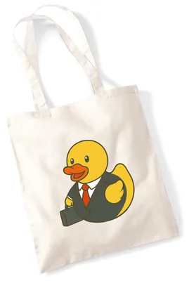 Produktbild von Huuraa Jutebeutel Quietscheente Chef Comic Gummiente 10 Liter Natural Baumwolle Tasche Geschenkidee