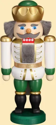 Produktbild von Exklusiv König weiß-grün (20cm) Nussknacker von Seiffener Volkskunst