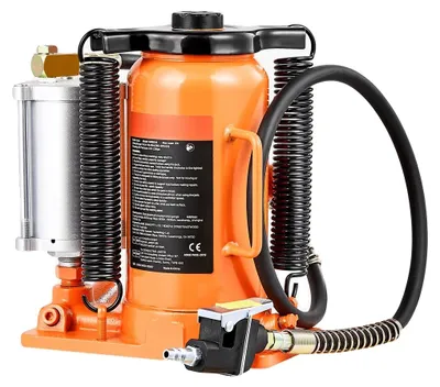 Image de Vérin hydraulique pour bouteilles, àmanuelle et pneumatique, capacité de charge élevée, 20 t, orange