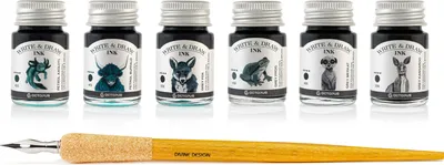 Zdjęcie produktu dla Zestaw atramentów Write and Draw MOUNTAIN, atramenty do rysowania, 6 x 10 ml z piórem