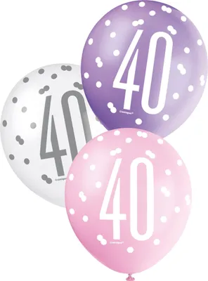 Produktbild von 6er Mix 40. Geburtstag Ballon Pink 30cm