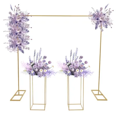 Productafbeelding van Solidchoice - Bruiloftsboog 2x2m - Metalen Ballonnenboog met Bloemenhouders (Goud)