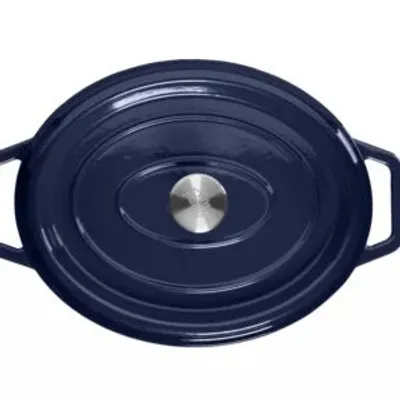 Immagine prodotto di Pentola ovale in ghisa smaltata Grand feu da 5,6 l in blu
