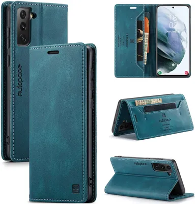 Image de Samsung Galaxy S21 5G Case, RetroPolyuréthaneLeather Case, Stand and Protective Case for Samsung Galaxy S21 5G blue
