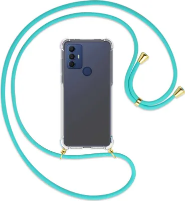 Produktbild von Handykette Backcover-Schutzhülle mit Band (Metall goldfarben) für TCL 30 SE, TCL 305, TCL 306 - türkis