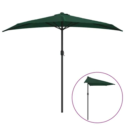 Image de Parasol de balcon avec mât en aluminium Vert 270x144 cm Demi