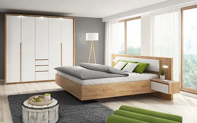 Produktbild von Schlafzimmer-Set "Xelo" komplett 2-teilig wildeiche gold weiß inkl. LED