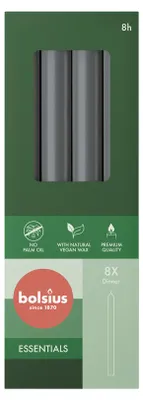 Productafbeelding van Bolsius Dinerkaarsen 230/20 Stormygrey (8 stuks)
