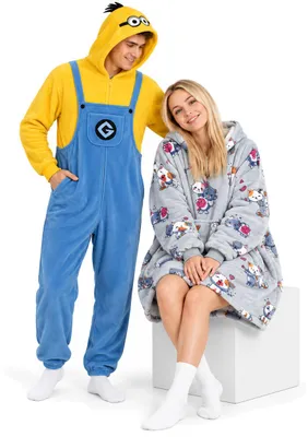 Image de Onesie Kigurumi Pyjama Minion Déguisement Costume M : 155-165cm + Sweat plaid à capuche