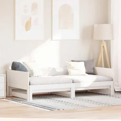 Image de Maison Exclusive - Lit de jour gigogne blanc 203,5 x 184 x 56,5 cm