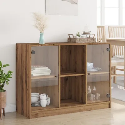 Image de vidaXL Sideboard Chêne Artisan 102x37x75,5 cm Matériau dérivé du bois