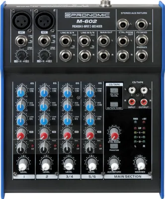 Immagine prodotto di Mischpult M-602, equalizzatore a 3 bande, nero/blu