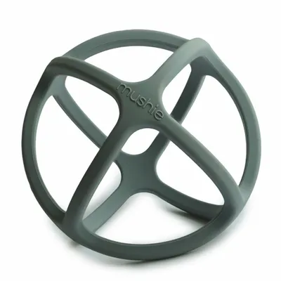 Image de Balle de jeu en silicone Mushie pour bébé, souple et flexible – idéale comme anneau de dentition (vert romain)