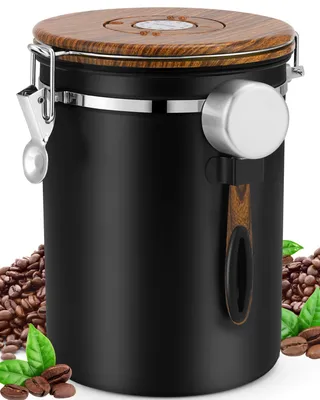 Imagen del producto de Omgoods - Recipiente hermético para 1 kg de granos de café, con tapa de madera